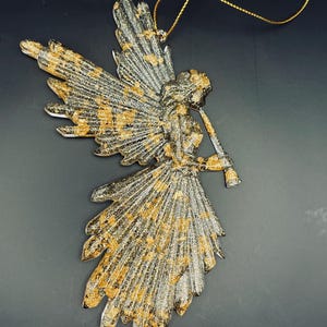 Golden Radiance Angel Christmas ornament clear resin with gold flake