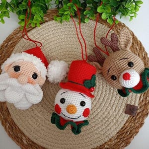 Crochet PATTERN Christmas Decoration- Crochet Snowman, Santa Claus, Reindeer- Crochet Christmas Ornament- Christmas Tree Decoration Pattern